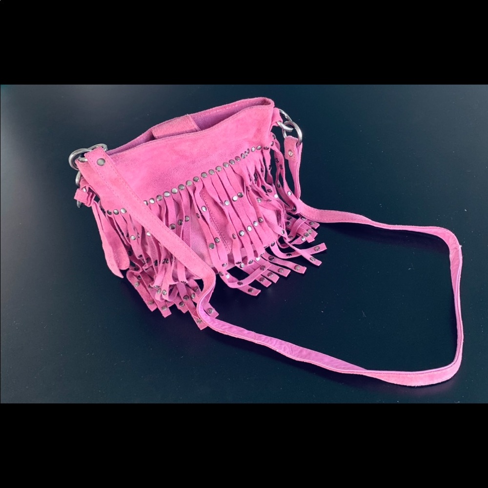 TOPSHOP SUEDE Fringe Crossbody Bag Orchid color!